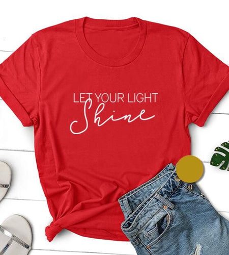 Let Your Light Shine Christian Statement Shirt-unisex-wanahavit-red tee white text-XXXL-wanahavit