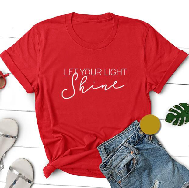 Let Your Light Shine Christian Statement Shirt-unisex-wanahavit-red tee white text-XXXL-wanahavit