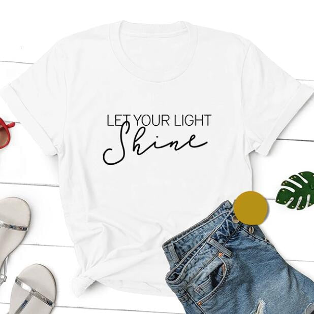 Let Your Light Shine Christian Statement Shirt-unisex-wanahavit-white tee black text-XL-wanahavit