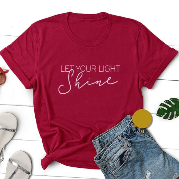 Let Your Light Shine Christian Statement Shirt-unisex-wanahavit-burgundy-white text-XL-wanahavit