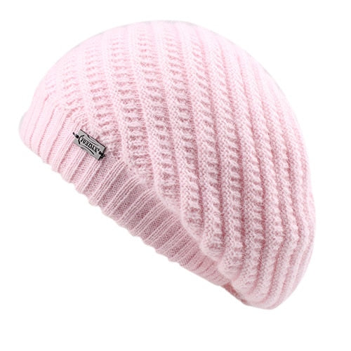 Load image into Gallery viewer, Winter Angola Rabbit Fur Pom Pom Casual Warm Knitted Winter Beret-women-wanahavit-Pink-wanahavit
