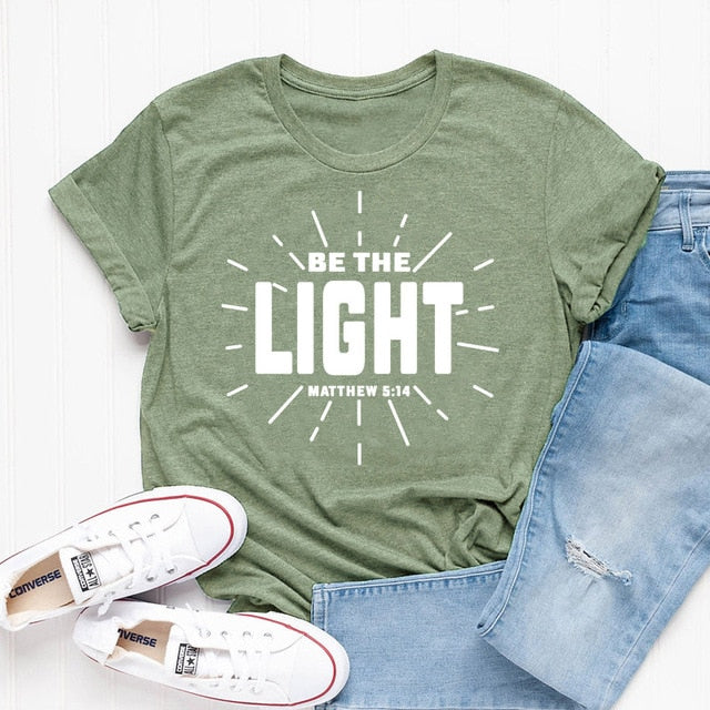 Be The Light Matthew 5:14 Christian Statement Shirt-unisex-wanahavit-olive tee white text-L-wanahavit