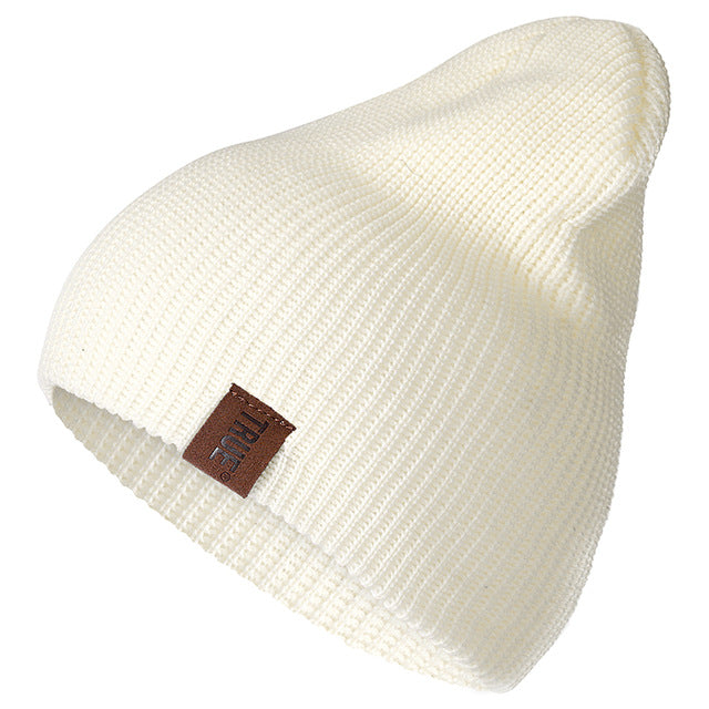 True PU Letter Casual Warm Knitted Winter Beanie-unisex-wanahavit-White-54cm-60cm-wanahavit