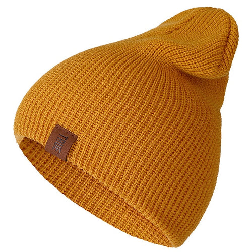 Load image into Gallery viewer, True PU Letter Casual Warm Knitted Winter Beanie-unisex-wanahavit-Yellow-54cm-60cm-wanahavit
