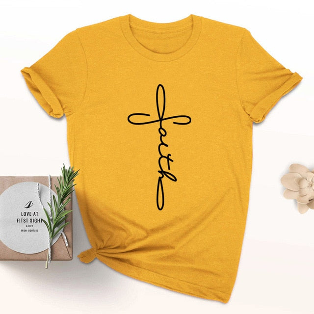 Cross Faith Christian Statement Shirt-unisex-wanahavit-gold tee black text-S-wanahavit