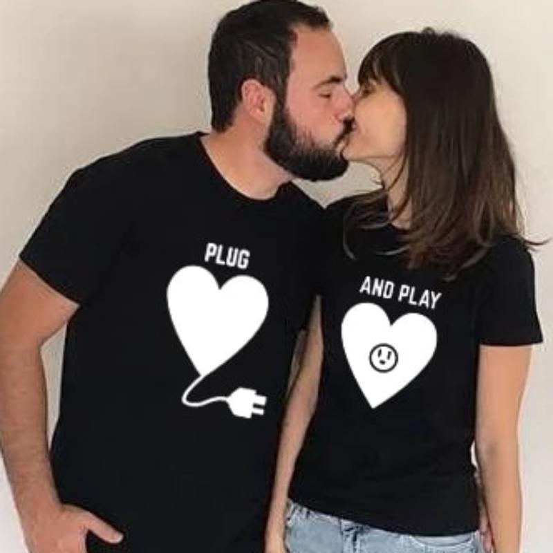 Love Plug and Play Matching Couple Tees-unisex-wanahavit-J216-MSTBK-S-wanahavit
