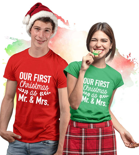 Our First Christmas as Mr & Mrs Matching Couple Tees-unisex-wanahavit-J266-MSTRD-XL-wanahavit