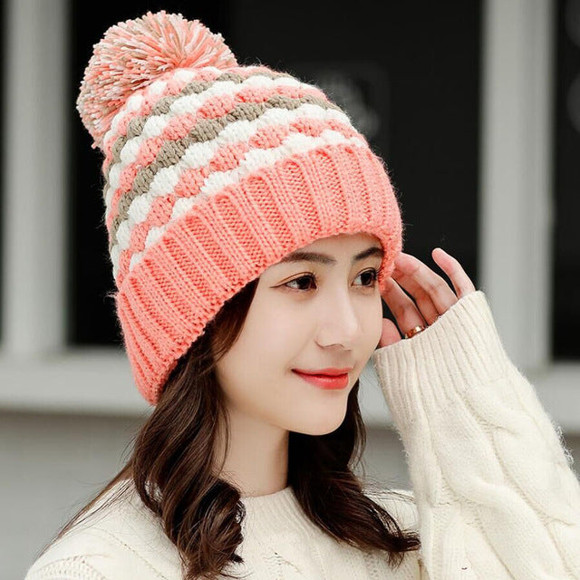 Thick Cotton And Ring Scarf Casual Warm Knitted Winter Beanie-women-wanahavit-Hat Orange-wanahavit