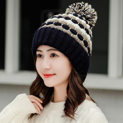 Load image into Gallery viewer, Thick Cotton And Ring Scarf Casual Warm Knitted Winter Beanie-women-wanahavit-Hat black-wanahavit
