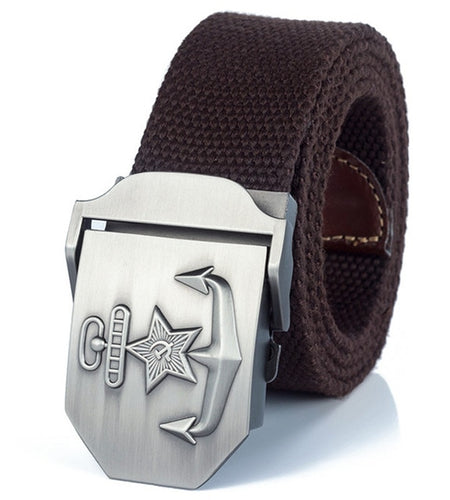 High Quality Military Navy Anchor Soviet Retired Soldiers Canvas Belt-men-wanahavit-Coffee-110CM-wanahavit