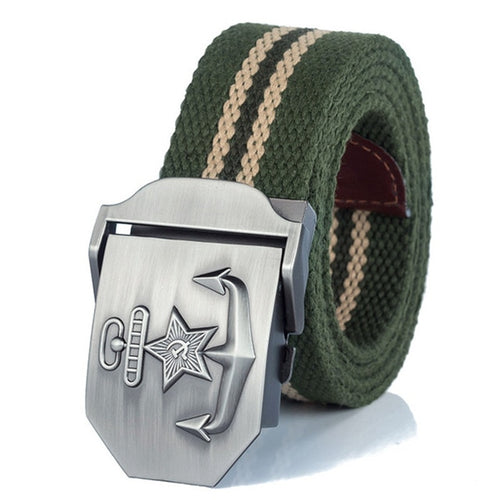 Load image into Gallery viewer, High Quality Military Navy Anchor Soviet Retired Soldiers Canvas Belt-men-wanahavit-Green Stripes-110CM-wanahavit

