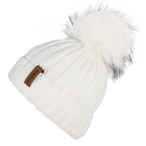 Fleece Lined Soft Casual Warm Knitted Winter Beanie-women-wanahavit-white 2-wanahavit