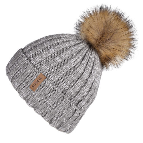 Load image into Gallery viewer, Fleece Lined Soft Casual Warm Knitted Winter Beanie-women-wanahavit-grey white-wanahavit
