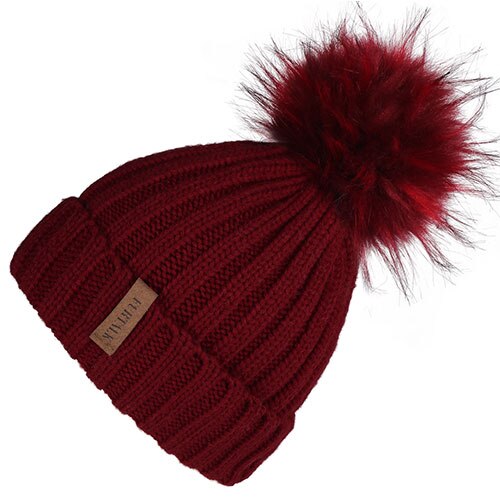 Fleece Lined Soft Casual Warm Knitted Winter Beanie-women-wanahavit-wine red-wanahavit