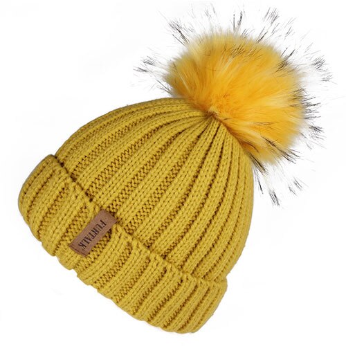 Fleece Lined Soft Casual Warm Knitted Winter Beanie-women-wanahavit-yellow-wanahavit