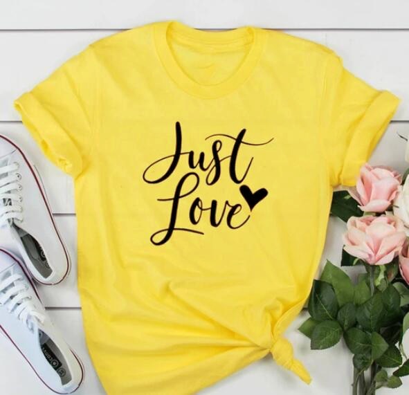 Just Love Heart Stylish Cotton Christian Statement Shirt-unisex-wanahavit-gold tee black text-XXXL-wanahavit