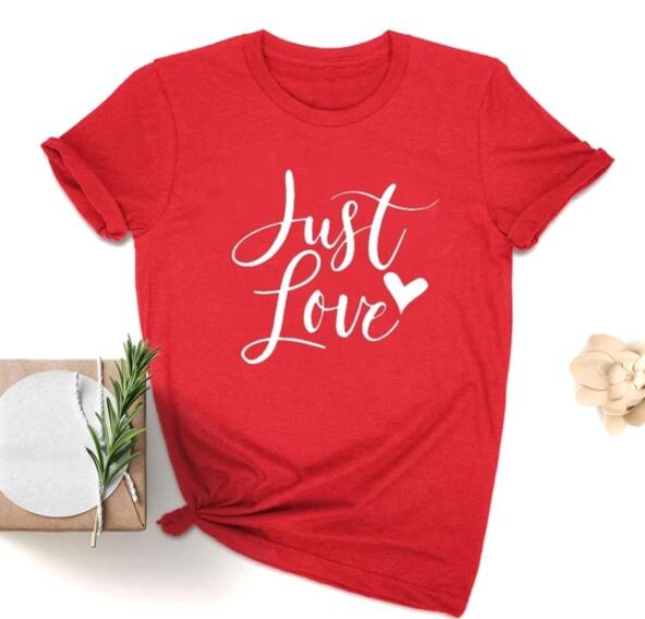 Just Love Heart Stylish Cotton Christian Statement Shirt-unisex-wanahavit-red tee white text-XXXL-wanahavit