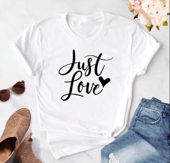 Just Love Heart Stylish Cotton Christian Statement Shirt-unisex-wanahavit-white tee black text-XXXL-wanahavit