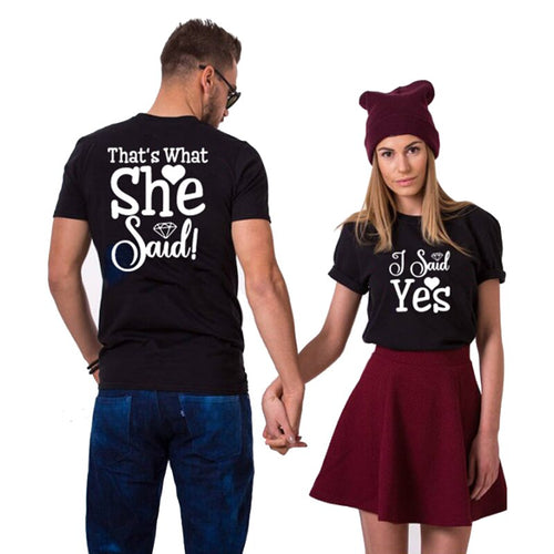 Load image into Gallery viewer, I Said Yes That&#39;s What She Said Matching Couple Tees-unisex-wanahavit-35R3-FSTBK-L-wanahavit
