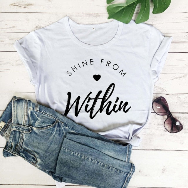 Shine From Within Heart Christian Statement Shirt-unisex-wanahavit-white tee black text-XXXL-wanahavit