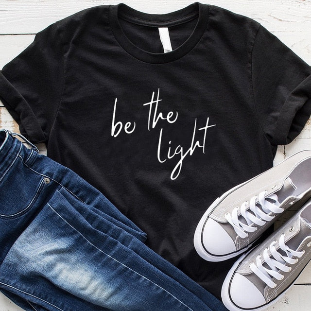 Be The Light Christian Statement Shirt-unisex-wanahavit-black tee white text-XXXL-wanahavit