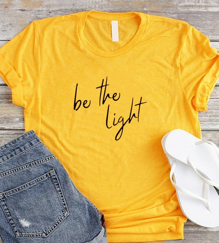 Be The Light Christian Statement Shirt-unisex-wanahavit-gold tee black text-M-wanahavit