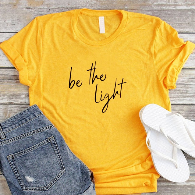 Be The Light Christian Statement Shirt-unisex-wanahavit-gold tee black text-M-wanahavit