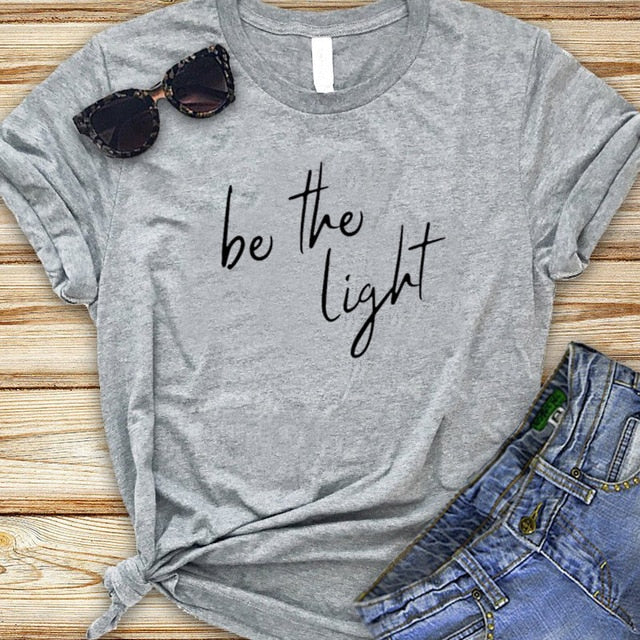 Be The Light Christian Statement Shirt-unisex-wanahavit-gray tee black text-XL-wanahavit