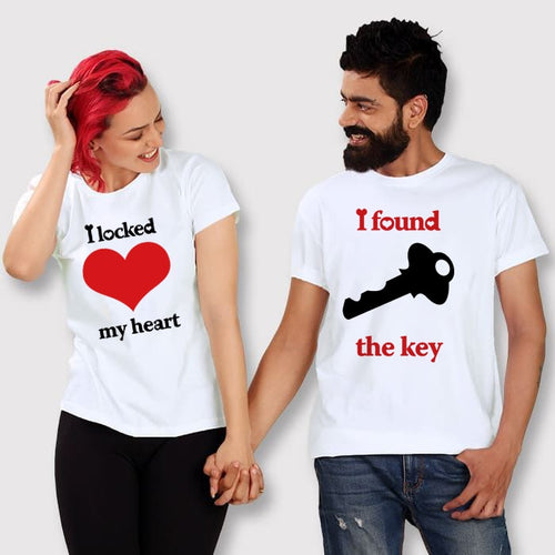 Load image into Gallery viewer, I Locked My Heart &amp; I Found The Key Couple Tees-unisex-wanahavit-FU69-FSTWH-S-wanahavit
