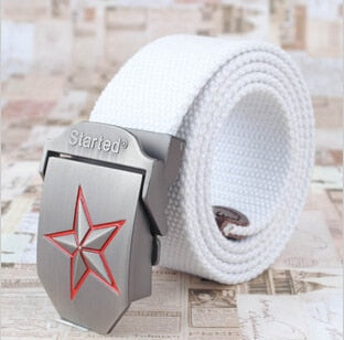 Load image into Gallery viewer, 3D Red Star Buckle Strong Canvas Belt-men-wanahavit-White-wanahavit
