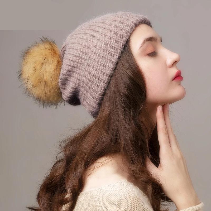 Cashmere Rabbit Fur Slouchy Beanie Casual Warm Knitted Winter Beanie-women-wanahavit-Green-wanahavit