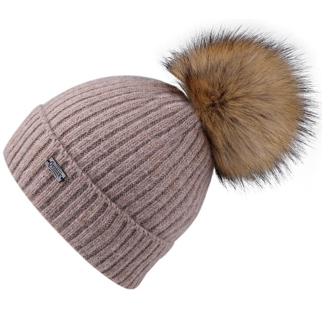 Cashmere Rabbit Fur Slouchy Beanie Casual Warm Knitted Winter Beanie-women-wanahavit-Khaki-wanahavit
