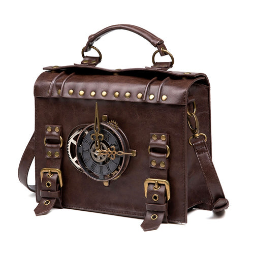Load image into Gallery viewer, Steampunk Gear Retro Gothic Bags Leather Cross Body Bag-women-wanahavit-wanahavit
