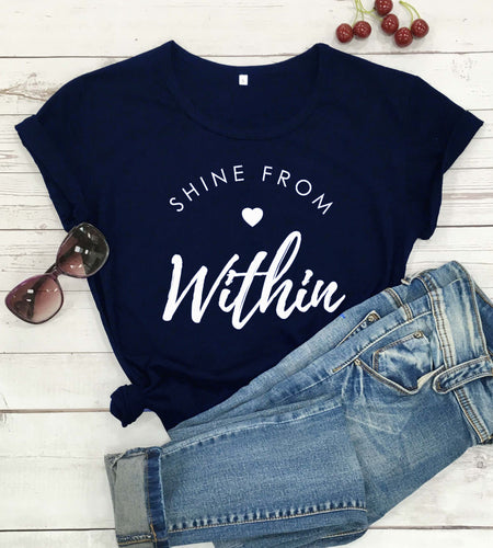 Shine From Within Heart Christian Statement Shirt-unisex-wanahavit-navy blue-white txt-XXL-wanahavit