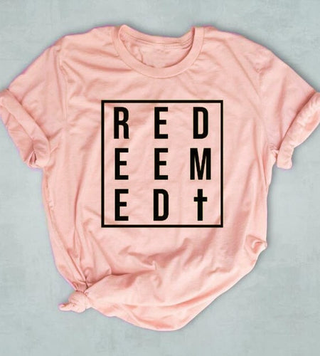 Redeemed Christian Statement Shirt-unisex-wanahavit-peach tee black text-S-wanahavit