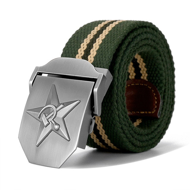 3D Soviet Labor Venus CCCP Canvas Belt-men-wanahavit-Green Stripes-130cm-wanahavit