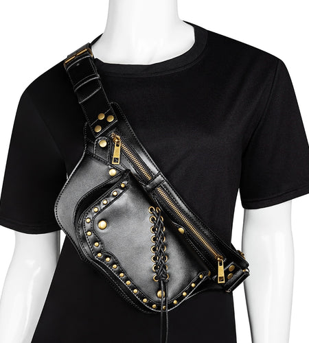 Punk Rock Steampunk Waist Biker Shoulder Crossbody Bag-women-wanahavit-wanahavit