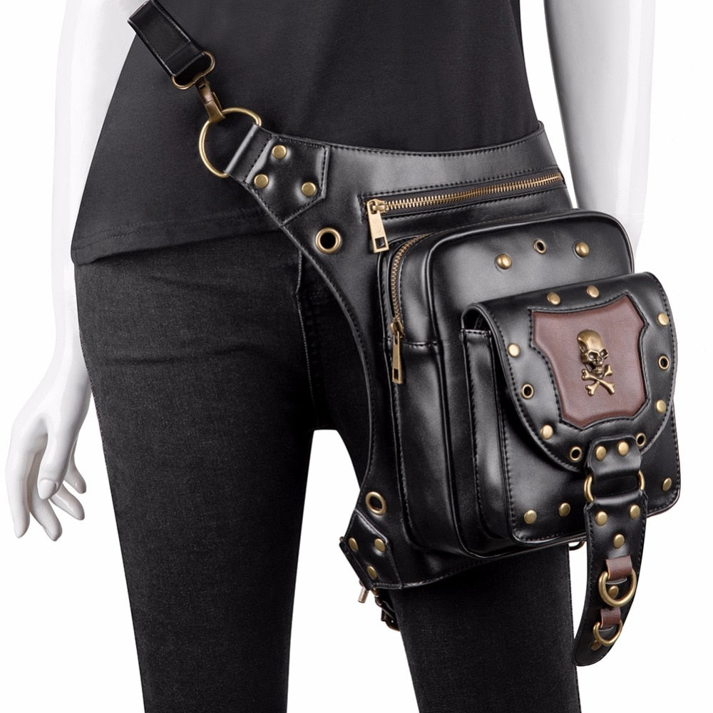 Steampunk Waist Bags Vintage Leather Leg Thigh Holster Bag-women-wanahavit-wanahavit