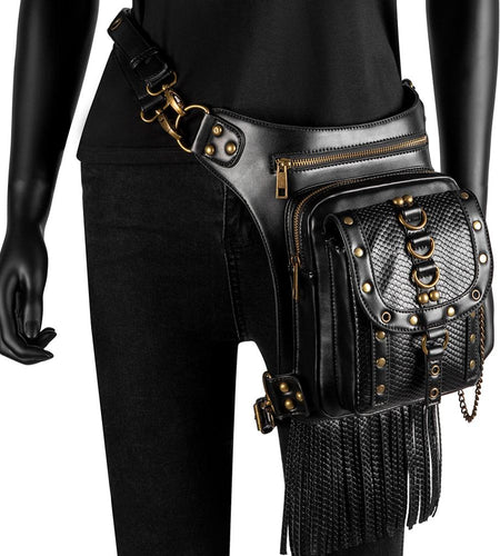 Steampunk Vintage Black Leather Street Style Mini Leg Thigh Holster Bag-women-wanahavit-wanahavit
