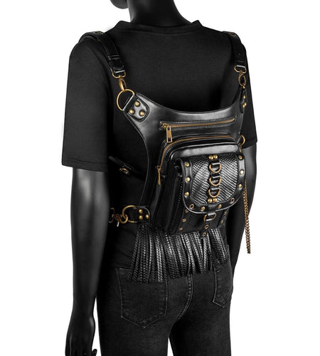 Steampunk Vintage Black Leather Street Style Mini Leg Thigh Holster Bag-women-wanahavit-wanahavit