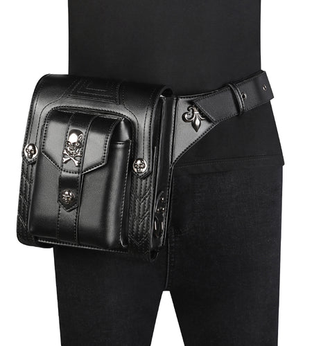 Steampunk Skull Bag Messenger Bag Leather Rivet Waist Leg Bag-women-wanahavit-wanahavit