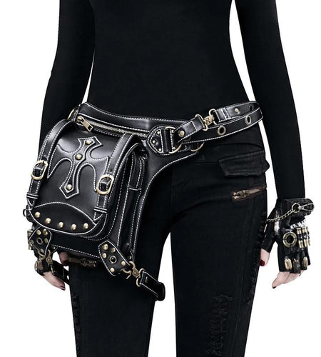 Steampunk Waist PU Leather Rivet Crossbody Shoulder Holster Bag-women-wanahavit-wanahavit