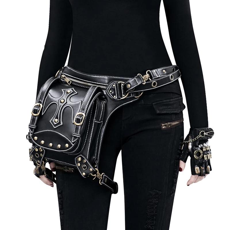 Steampunk Waist PU Leather Rivet Crossbody Shoulder Holster Bag-women-wanahavit-wanahavit