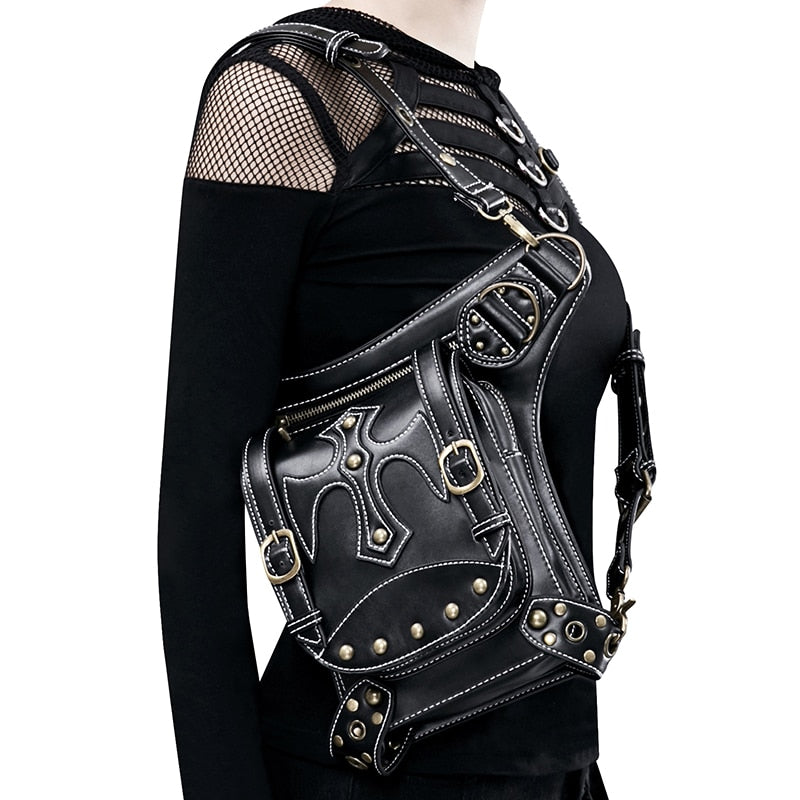 Steampunk Waist PU Leather Rivet Crossbody Shoulder Holster Bag for ...