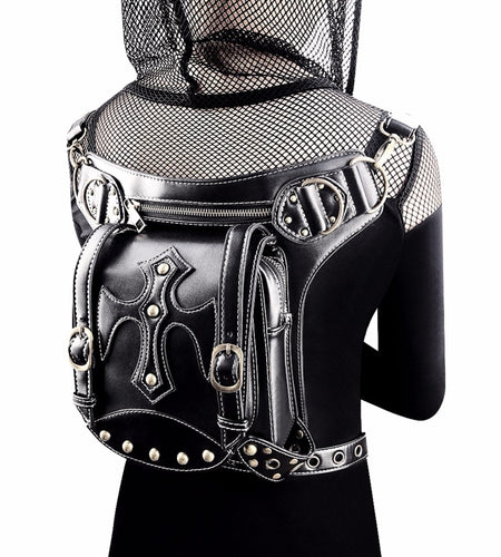 Steampunk Waist PU Leather Rivet Crossbody Shoulder Holster Bag-women-wanahavit-wanahavit