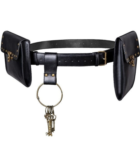 Medieval Pouch Bag Viking Belt Leather Steampunk Bag-women-wanahavit-Black (with key)-wanahavit