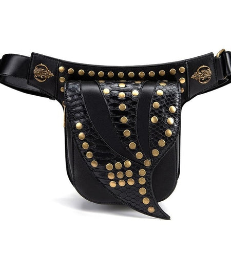 Vintage Steampunk Harley Rivet Leather Waist Biker Bag-women-wanahavit-wanahavit
