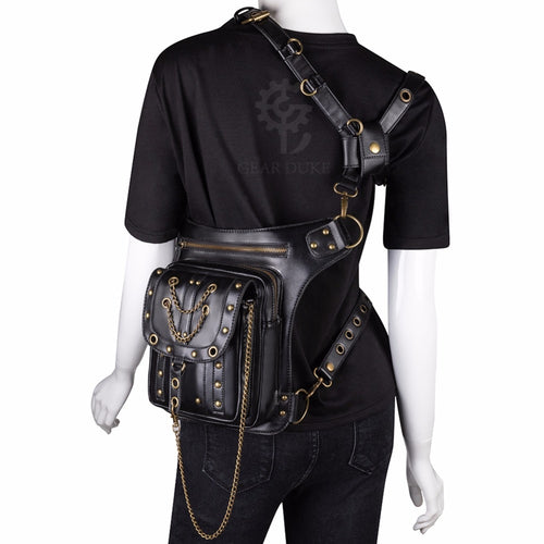Load image into Gallery viewer, SteamPunk Leather Waist Bag Retro Crossbody Bikers Bag-women-wanahavit-wanahavit

