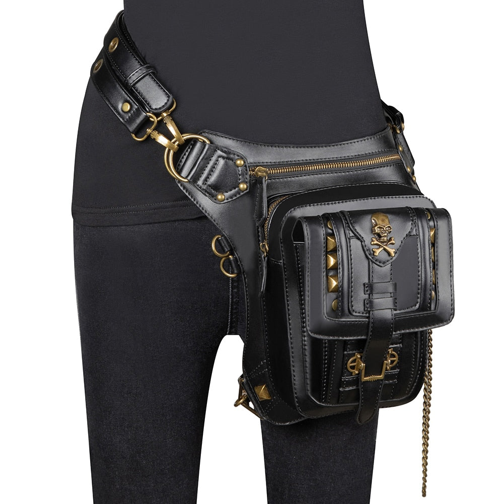 Steampunk PU Leather Vintage Gothic Multifunction Waist Leg Bag-women-wanahavit-wanahavit