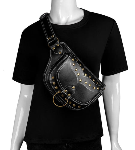 Women Rivet PU Leather Fashion Belt Bag Pouch-women-wanahavit-wanahavit